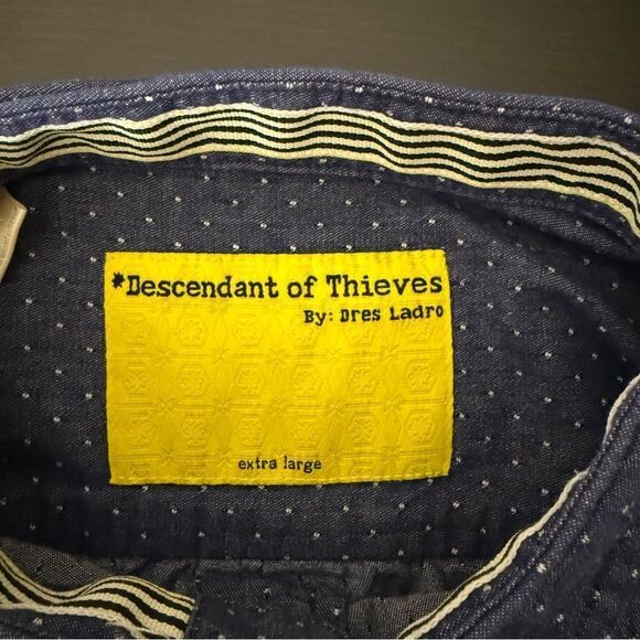 Descendent Of Thieves Shirt Mens Sz XL Navy Blue Long Sleeve Limited Edition - Picture 6 of 10